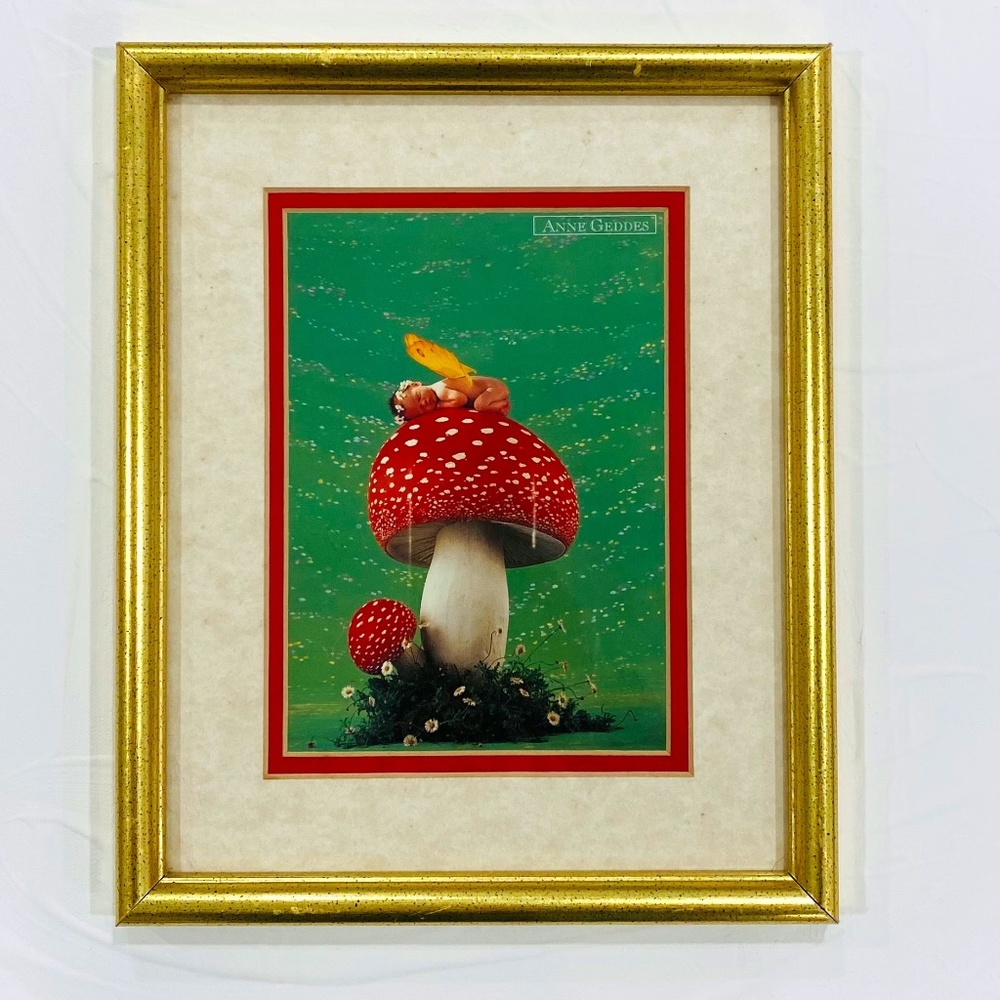 Anne Geddes Baby Butterfly Mushroom Art Print